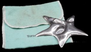 A Mexican silver statement star brooch. Stamped Mexico, 925 with a Tiffany pouch. H.9cm