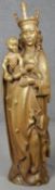 A carved giltwood figure, Madonna and child. H.76cm