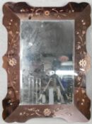 A Venetian style mirror with etched and shaped rose glass frame. H.80 W.58cm