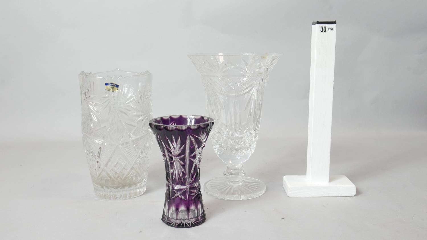 Collection of crystal and glass. Including two boxed cut crystal vases, a Bohemian amethyst cut to - Image 4 of 5