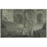 After James Neagle, a framed and glaze 18th century engraving Celebration of the Recovery of