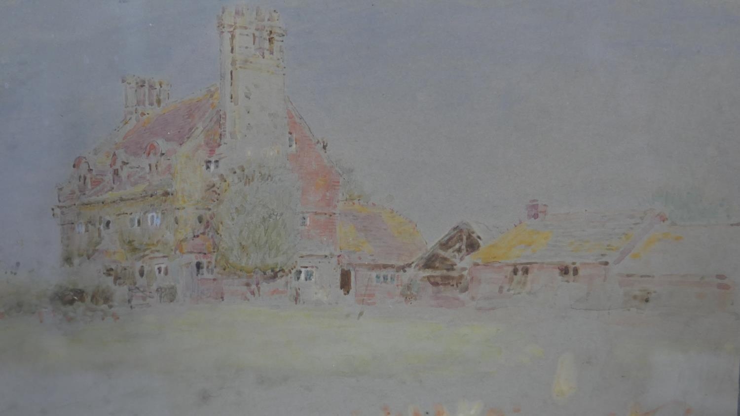 Albert Goodwin (1845-1932), Hooe, Pevensey, Sussex Pevensey House, signed. H.33 W.39.5cm