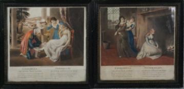 After Henry James Richter, two framed and glazed 19th century hand coloured engravings of scenes
