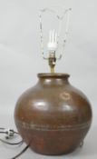 A large vintage bronze baluster form table lamp. H.60cm