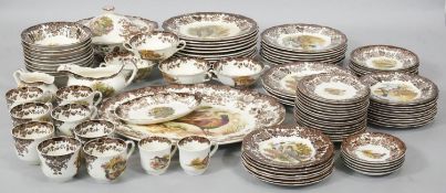 A Royal Worcester Pallisy 'Game Bird' series part dinner service comprising ten dinner plates,