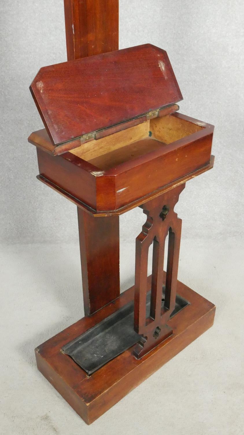 A Victorian mahogany hallstand with turned coat hooks on swept branches fitted with vanity mirror - Image 3 of 4