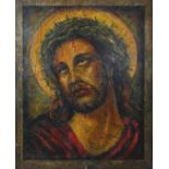 An oil on panel, Jesus wearing the crown of thorns, signed. H.49 W.41cm