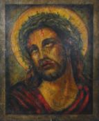 An oil on panel, Jesus wearing the crown of thorns, signed. H.49 W.41cm