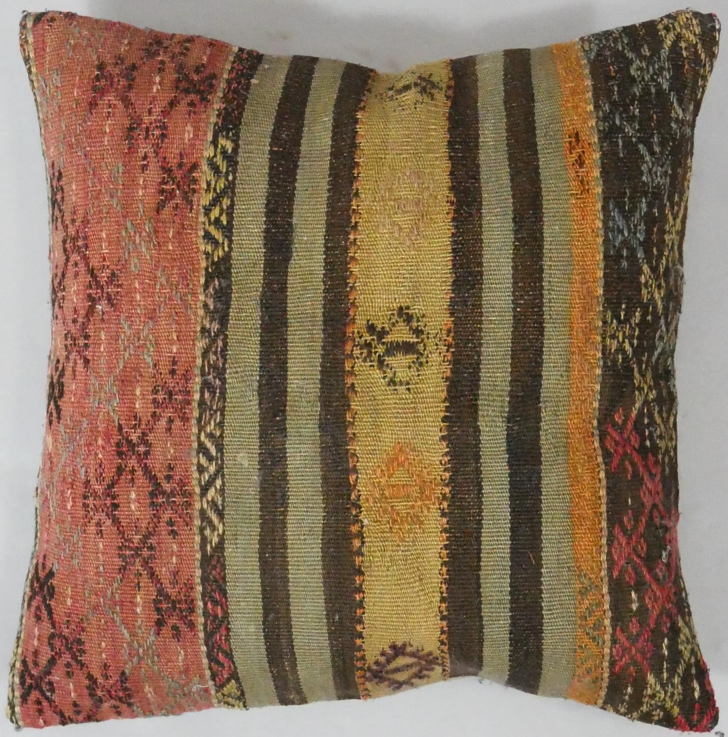 A large pair of tapestry covered cushions and two kelim examples. L.54cm - Image 3 of 5