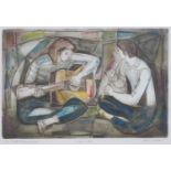 Irving Amen (1918-2011), a signed limited edition etching, The Musicians. H.49 W.64cm