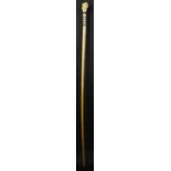 An antique bone, ivory and horn walking cane, the main body made of a tapering bone shaft with