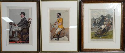 Three framed and glazed coloured lithographs of Polo interest. Two Vanity Fair prints 'Yeoman-like