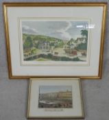 A framed and glazed 19th century watercolour sketch of the Alster Arcade in Hamburg along with a