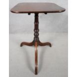 A 19th mahogany tilt top occasional table on tripod swept supports. H.70 W.54 D.50cm