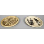 Roy Hamilton- Two Studio Pottery glazed plates each signed to the reverse. One with abstract bark