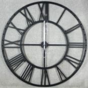 A large contemporary metal framed working clock face. H.114cm