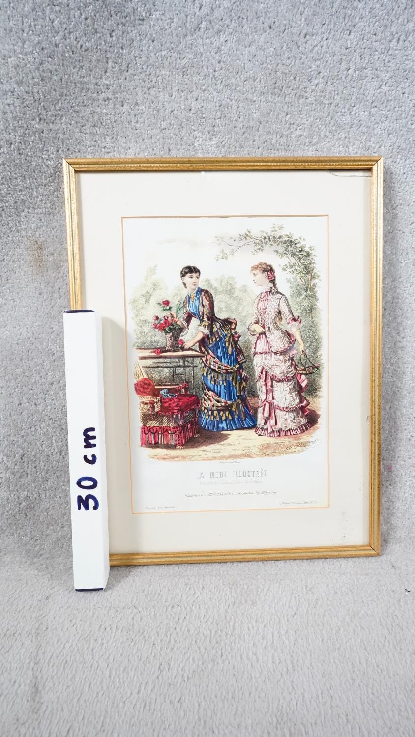 Four framed and glazed antique hand coloured engravings depicting plates from the French fashion - Image 3 of 6