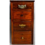 A late Victorian walnut pedestal chest of four drawers. H.75 W.39 D.52cm