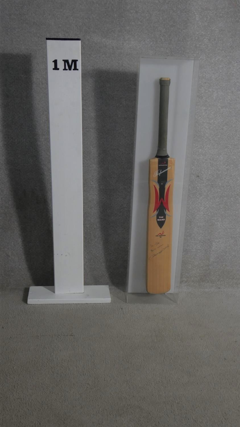 A box framed Wormwood 'The Wand' cricket bat signed and inscribed by England cricketer Andrew - Image 2 of 5