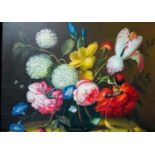 Dutch School, gilt framed oil on canvas, flowers in a vase, unsigned. H.51 W.61cm