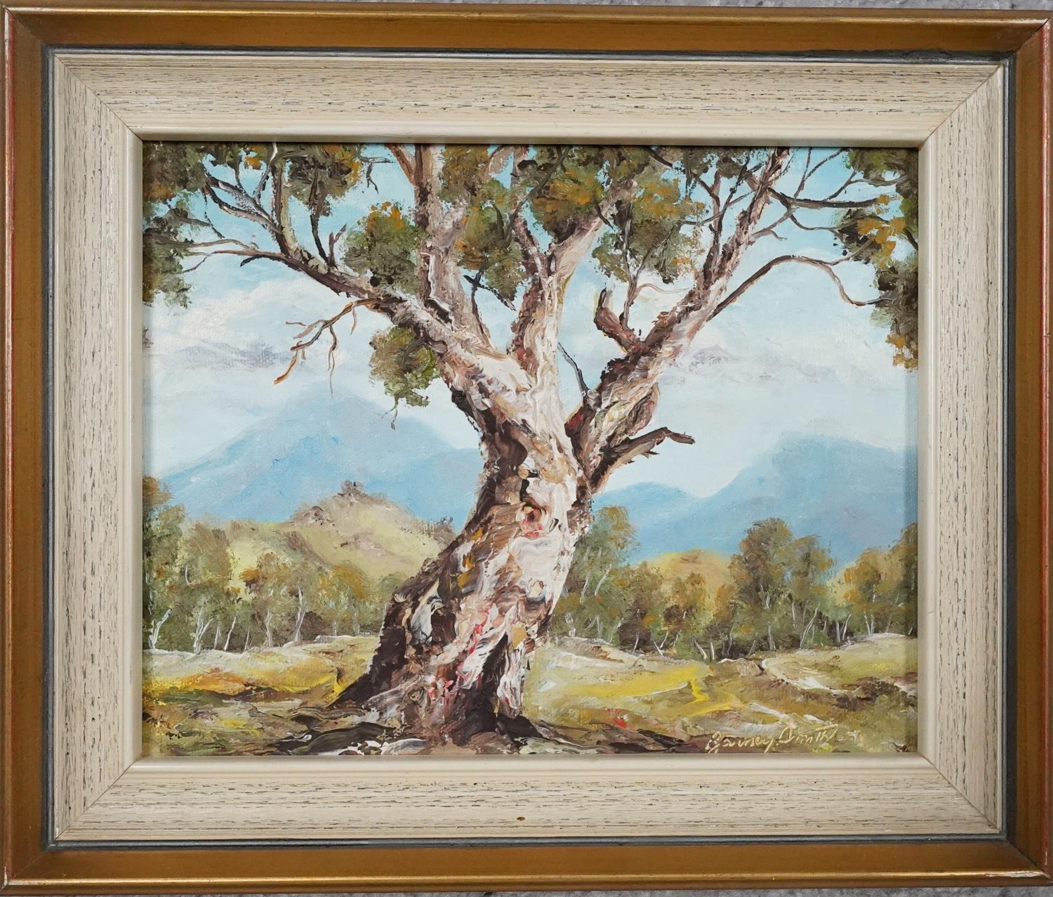 Four oils on canvas, tree studies in Australian landscapes, signed Barney Smith. H.26 W.32 - Image 5 of 15