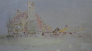 Albert Goodwin (1845-1932), Hooe, Pevensey, Sussex Pevensey House, signed. H.33 W.39.5cm