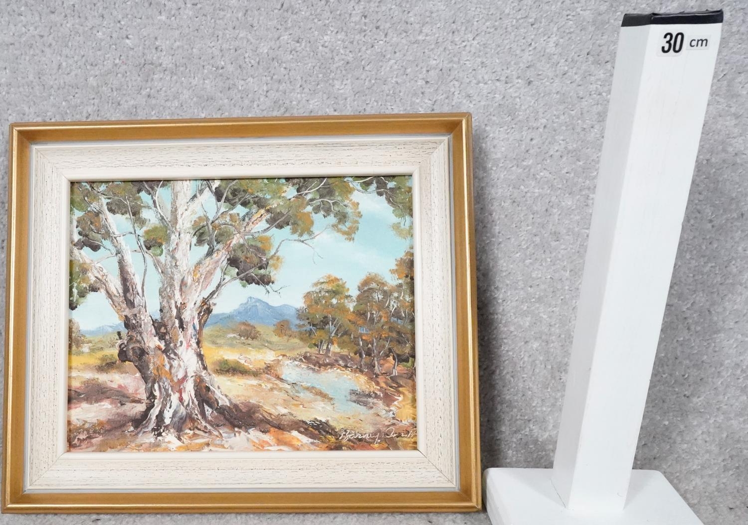 Four oils on canvas, tree studies in Australian landscapes, signed Barney Smith. H.26 W.32 - Image 10 of 15