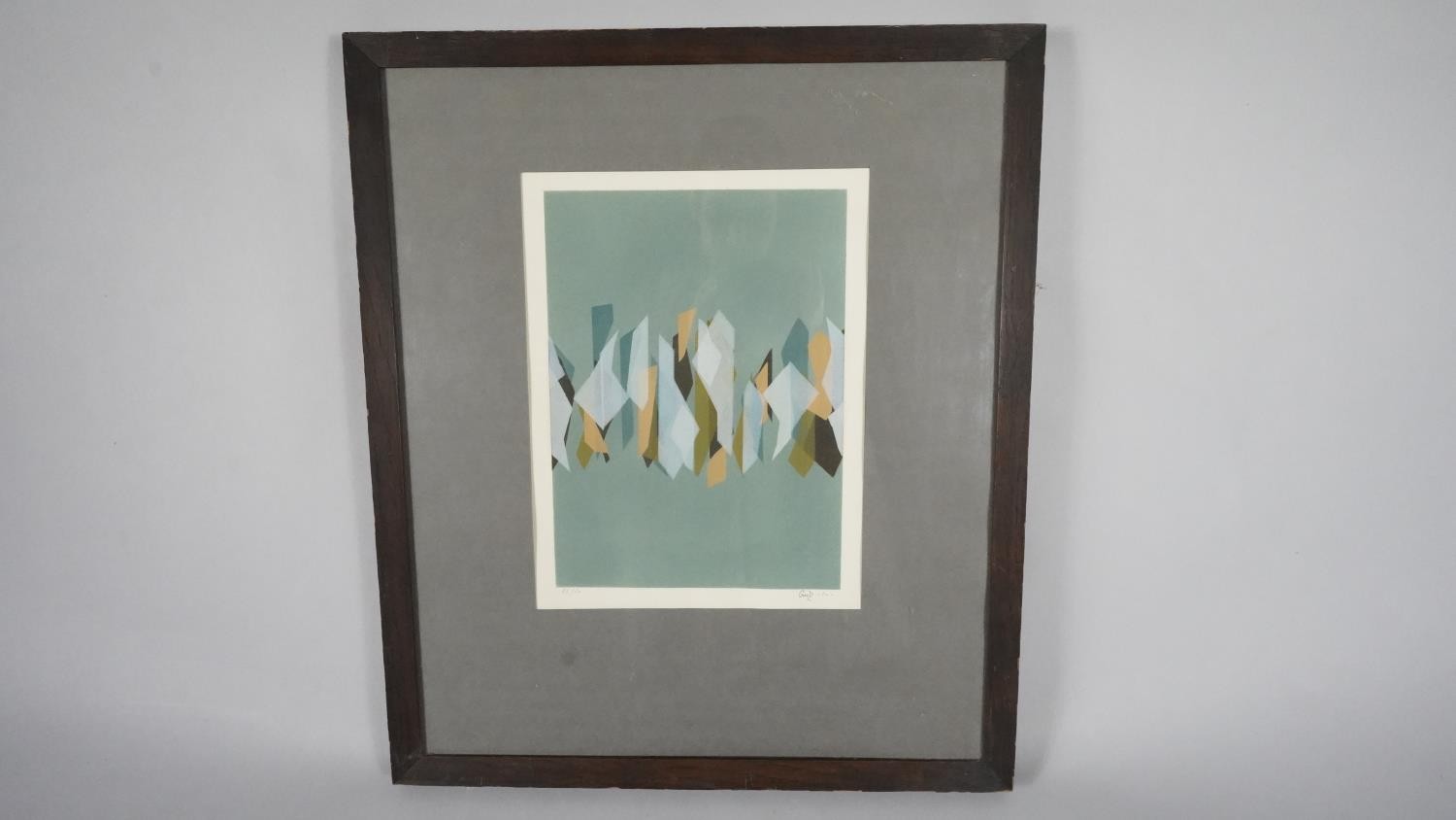 A signed mixed media, rock formations, Flavia Irwin (RA) and an etching, geometric abstract - Image 9 of 13