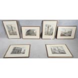 After Cavalier Piranesi - Six framed and glazed 19th century hand coloured engravings of various