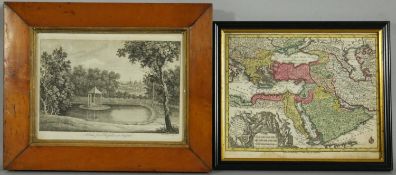 A framed and glazed 19th century engraving of 'A view from Eldfield near Oxford' by I Green and a