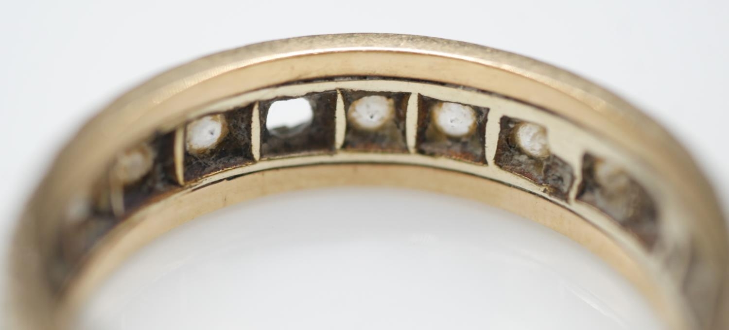 A yellow metal paste set (tested as gold) full eternity ring set with twenty two round old cut white - Image 3 of 4