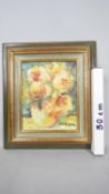 A framed oil on canvas, Impressionist style flowers in a vase, signed M. P. Ascensio. H.41 W.36