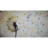 Pavez Taj, a signed canvas print of a dandelion clock, signed by artist. Accompanied by