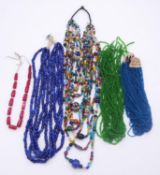 A collection of Indian glass bead and Murano glass bead necklaces. Including two glass bead