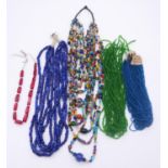 A collection of Indian glass bead and Murano glass bead necklaces. Including two glass bead