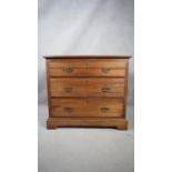 A late 19th century satin walnut chest of drawers on bracket feet. H.83 W.90 D.52