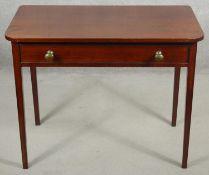 A 19th century mahogany side table fitted with frieze drawer on square tapering supports. H.67 W.