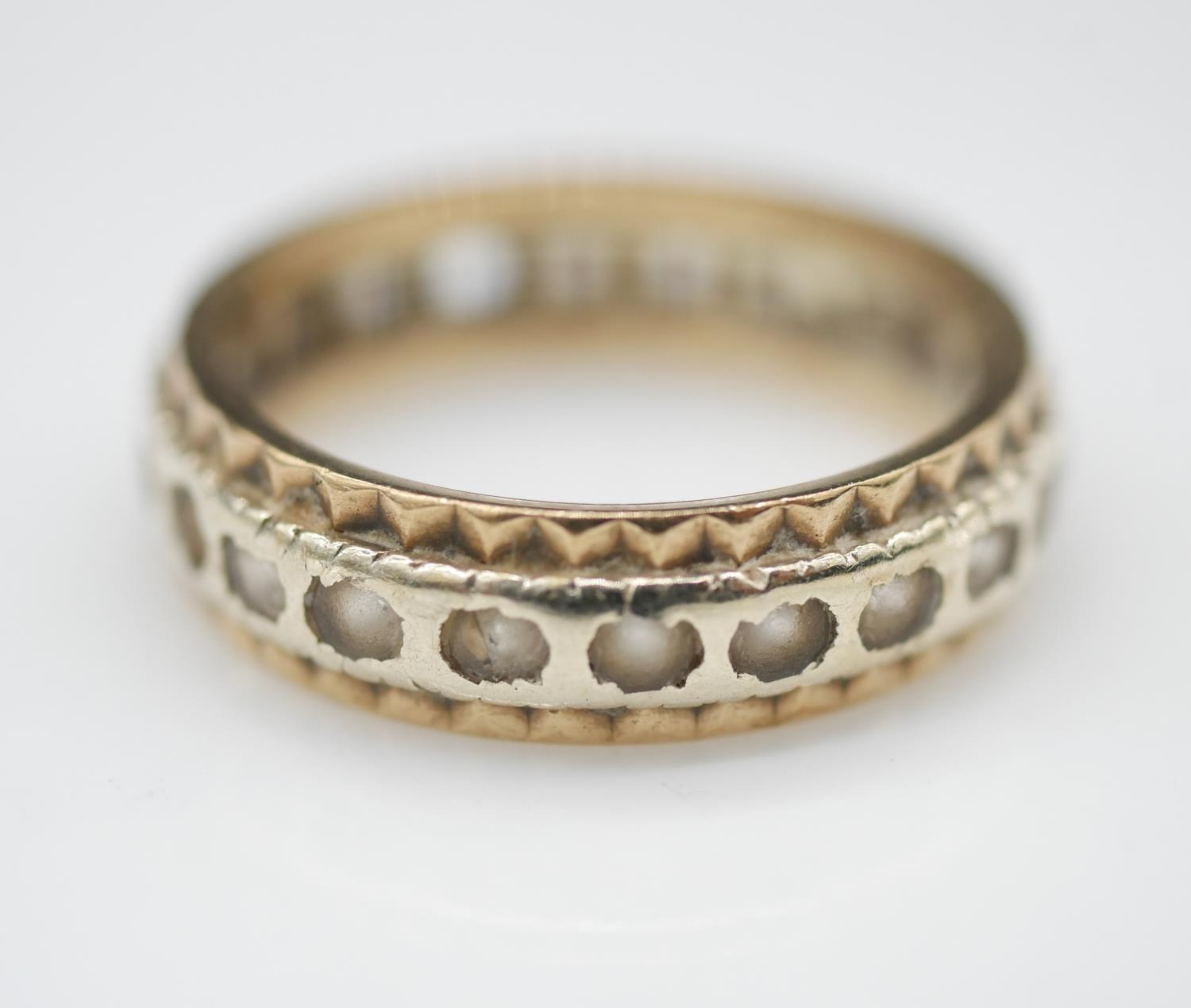 A yellow metal paste set (tested as gold) full eternity ring set with twenty two round old cut white - Image 2 of 4