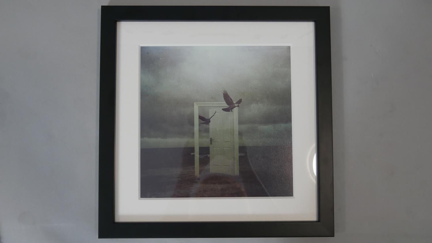 Two framed and glazed abstract prints, one with an door with crows and the other with a lone - Image 2 of 5