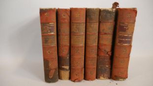 Six volumes of George elliot, 19th century, with marbled covers and leather spines. Including Mill
