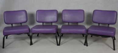 A set of Four vintage retro styled Ness reception chairs on tubular frames. H.70cm