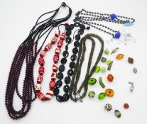 A collection of seven Murano and lamp work glass bead necklaces. Including three SENT, Murano