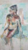 A framed oil on canvas, nude study, signed and dated Griffiths. H.100 W.68