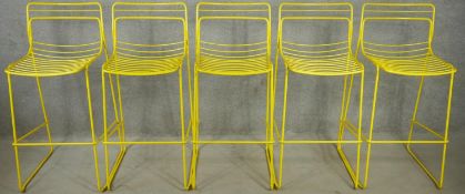 A set of five metal framed high chairs. H.103cm