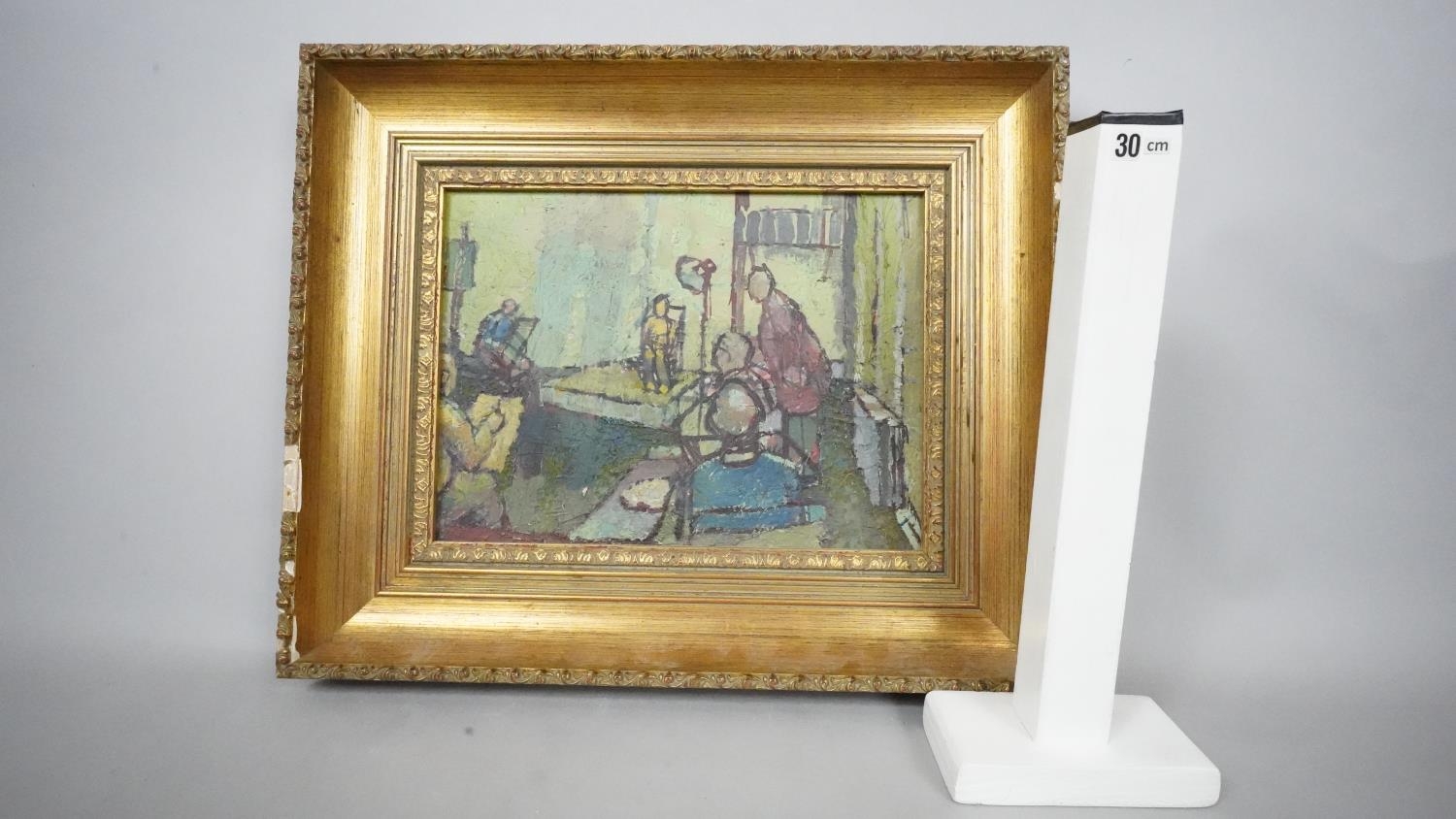 A gilt framed oil on board, Artists and Model, Wellington Street, signed Bryan Ward and inscribed to - Image 6 of 6