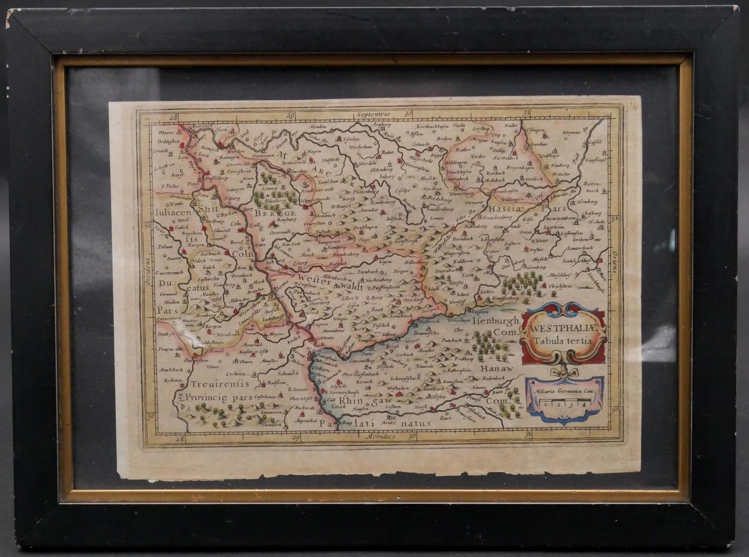 Two framed and glazed antique hand coloured maps. One of Westphaliae, Tabula Tertia. Along with - Image 7 of 10