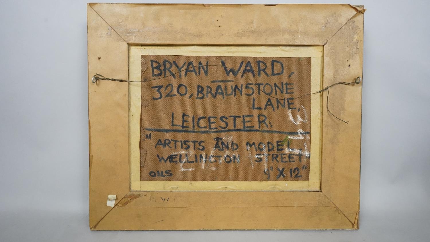 A gilt framed oil on board, Artists and Model, Wellington Street, signed Bryan Ward and inscribed to - Image 3 of 6