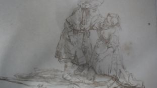 A unframed etching of 'Boos and Ruth' Printed by: Bernard Picart, After Rembrandt, signed in