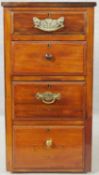 A 19th century walnut pedestal chest of four drawers. H.75 W.39 D.31cm