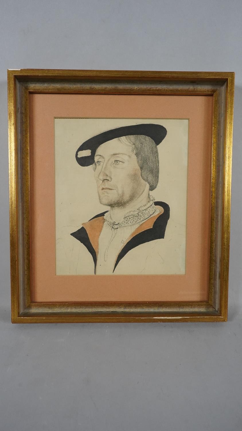 Two framed and glazed prints of drawings. One by Holbein the Younger of Henry Guildford Knight and - Image 2 of 9